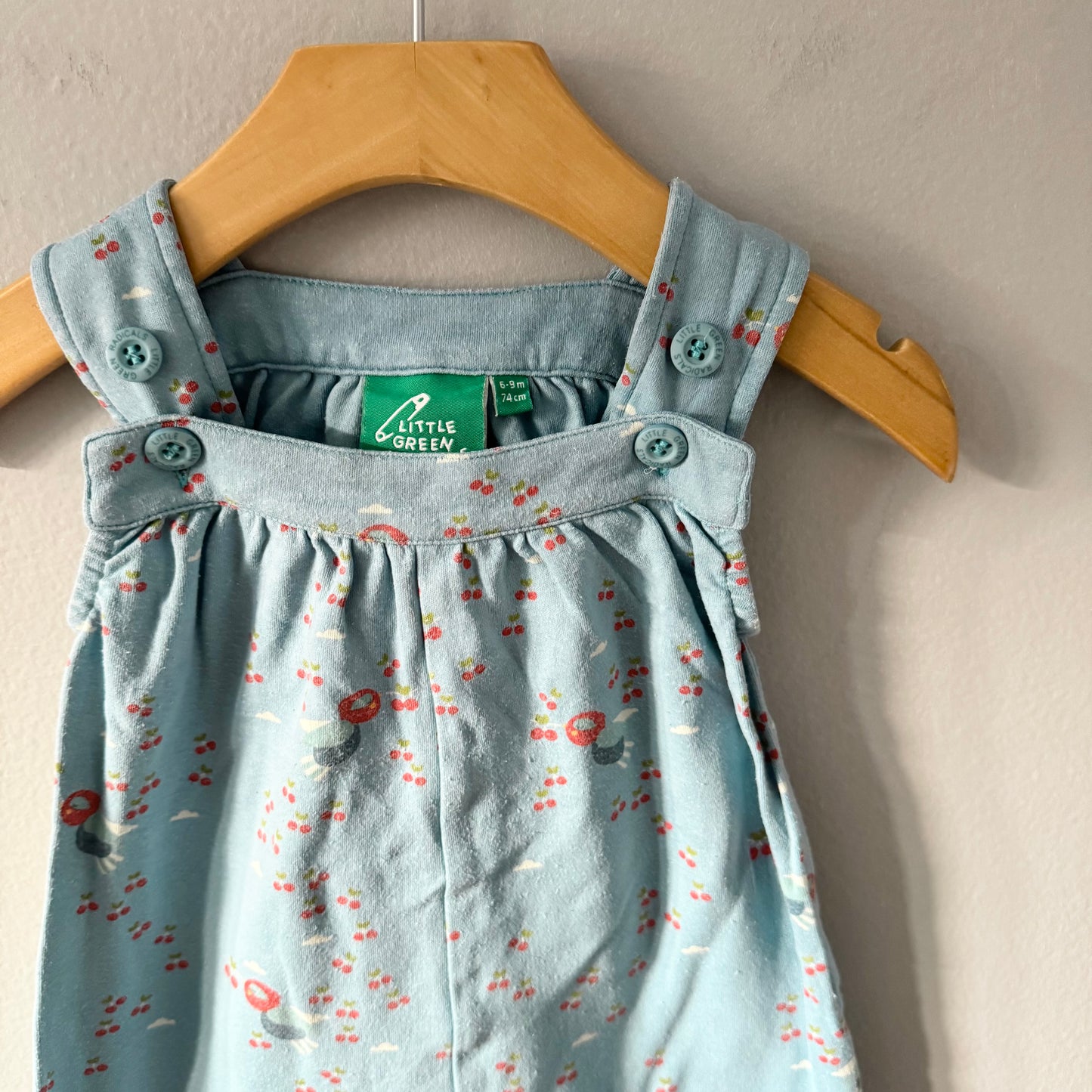 Little Green Radicals / Blue cotton overall / 6-9M