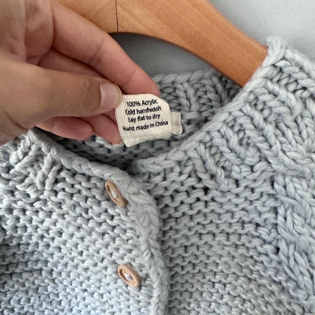 Huggalugs / Light grey chunky knit cardigan / 12-18M