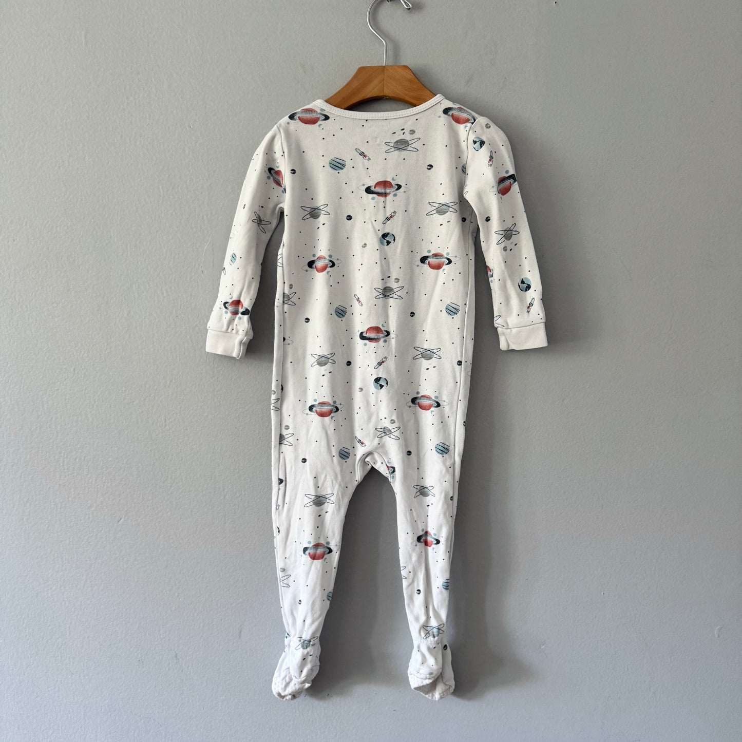 Petit lem / White x planet romper / 18M