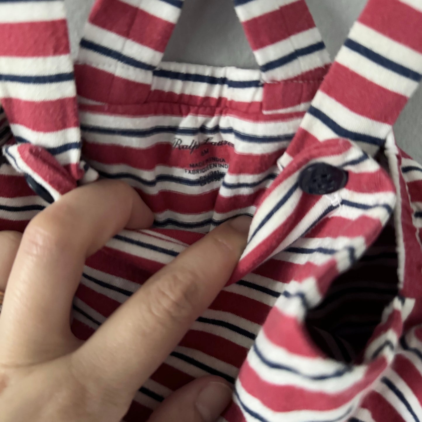 Polo Ralph Lauren / Barboteuse salopette rayée rouge / 6M