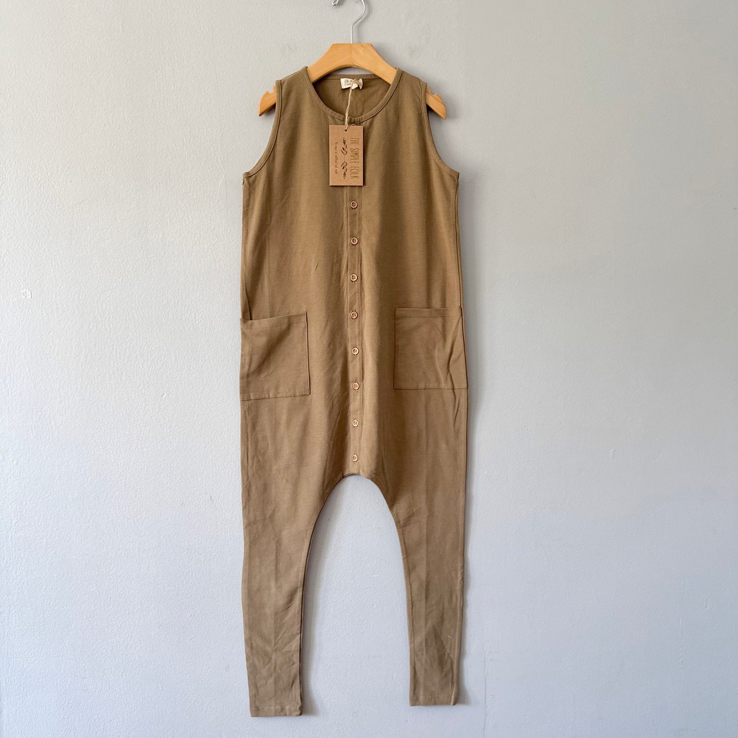 The Simple Folk / Brown organic cotton tank romper / 7-8Y - New with tag