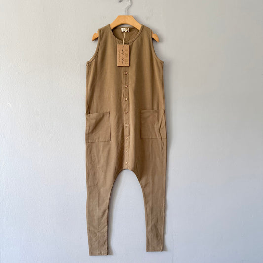 The Simple Folk / Brown organic cotton tank romper / 7-8Y - New with tag