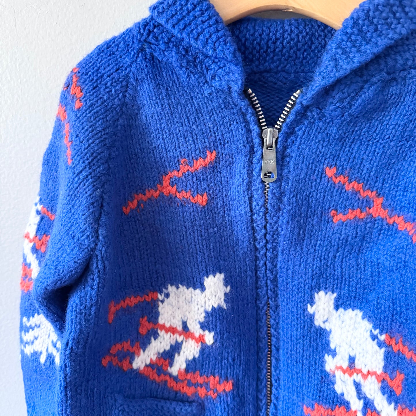Handmade / Blue knit zip up jacket - Ski / 4Y