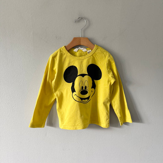 H&M / Yellow Mickey long sleeve T-shirt / 2-4Y