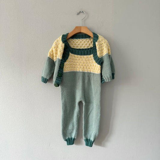 Handmade / Knit cardigan & overall / 12M