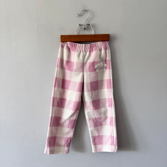 Roots / White x pink fleece pants / 3T