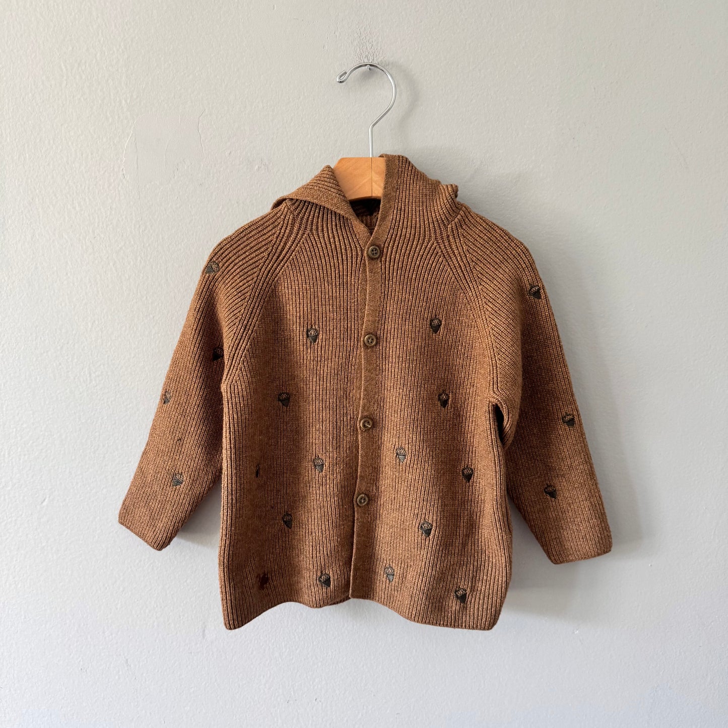 Zara / Brown x acorn knit cardigan / 2-3Y