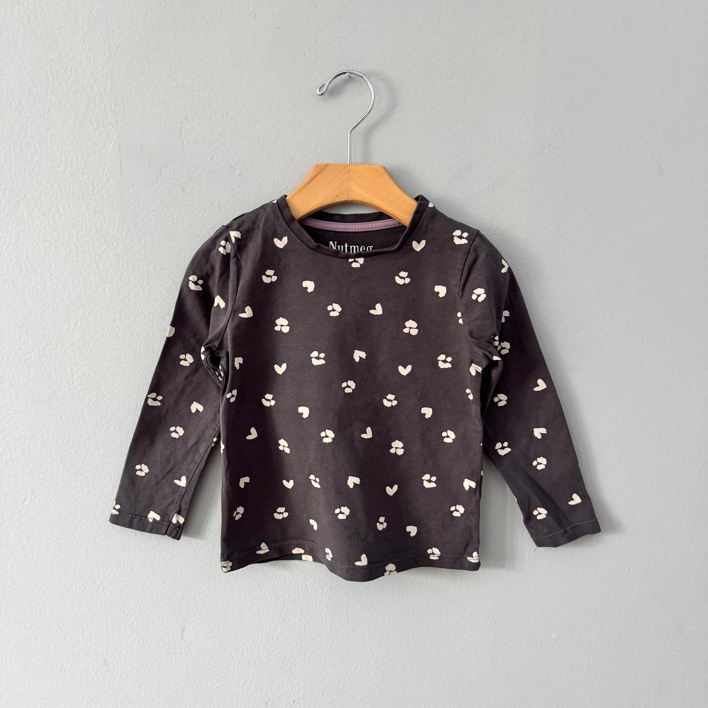 Noix de muscade / Chemise à manches longues gris foncé / 3-4 ans