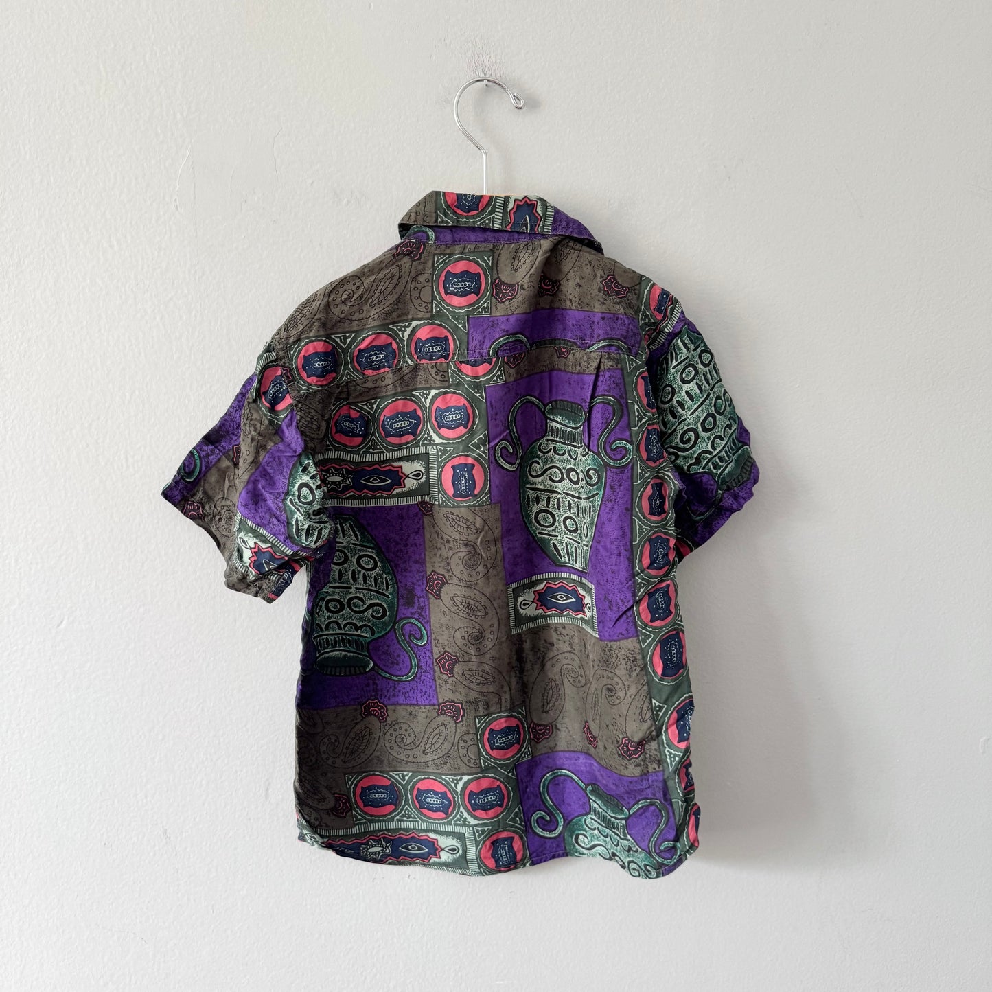 Vintage / 100% SIlk collar shirt / 6Y