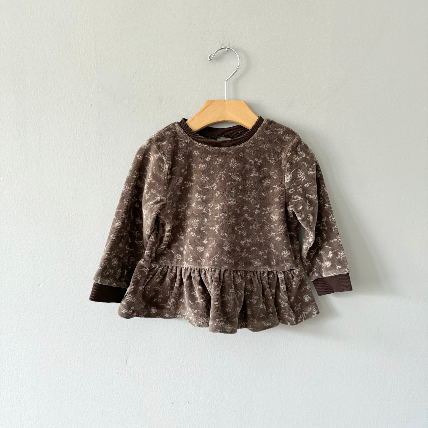 Next / Brown velour dress / 12-18M