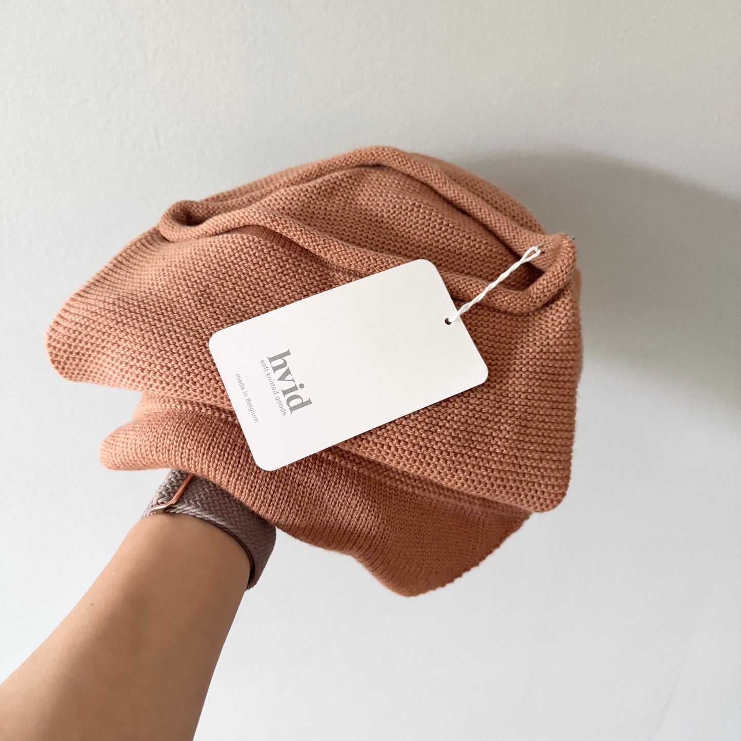 Hvid / Brown cocoon 100% merino wool / 0-8M - New with tag