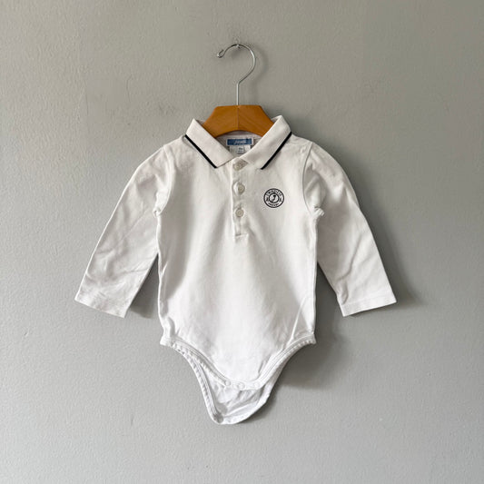Jacadi / White long sleeve polo shirt onesie / 18M