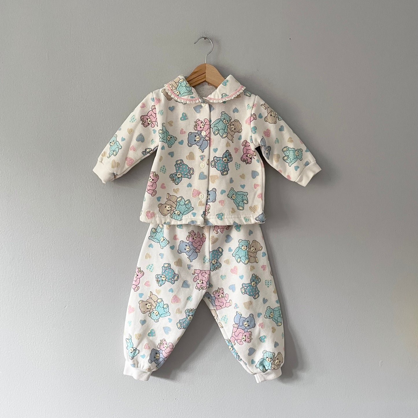 Target / Vintage white x pastel bears sweat PJ set / 1Y