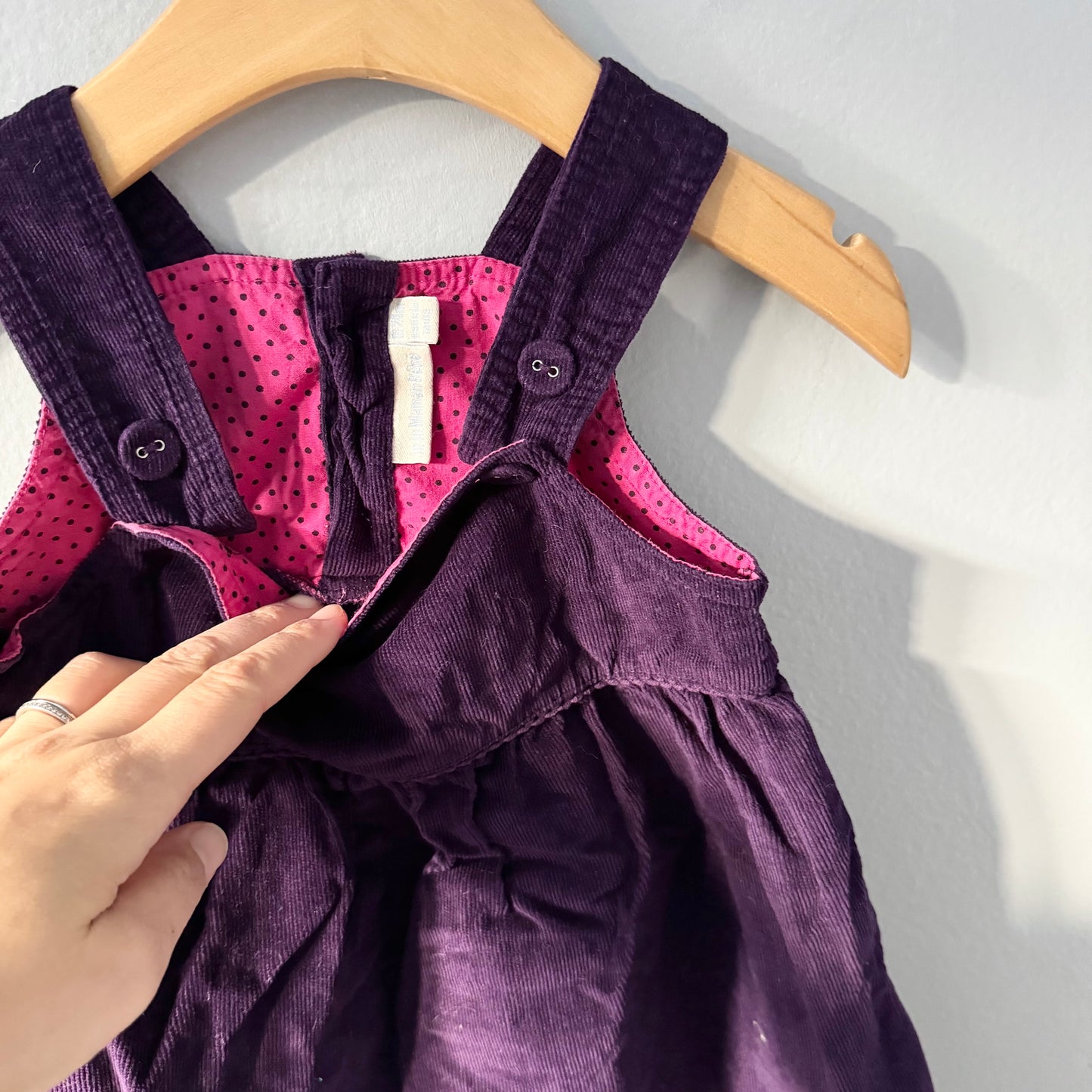 Jojo Maman Bebe / Purple corduroy overall skirt / 18-24M