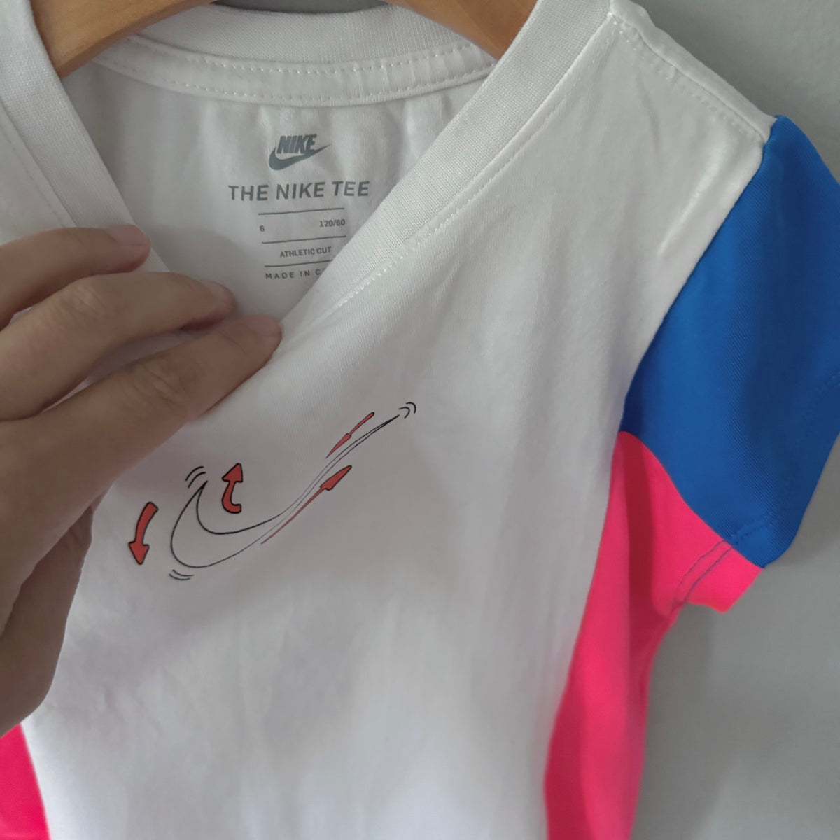Nike / White pink blue tee dress - athletic cut/ 6Y