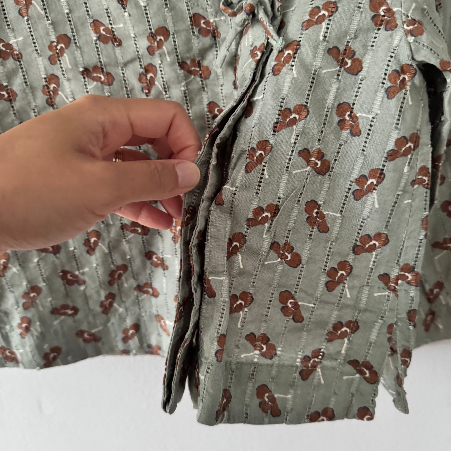 Zara / Smokey blue x brown blouse / 3Y
