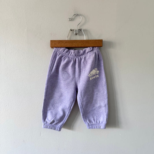 Roots / Purple salt and pepper sweatpants / 6-12M