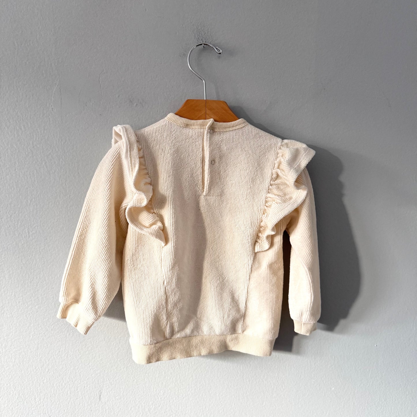 Hema / White soft corduroy crew top / 92(2Y)