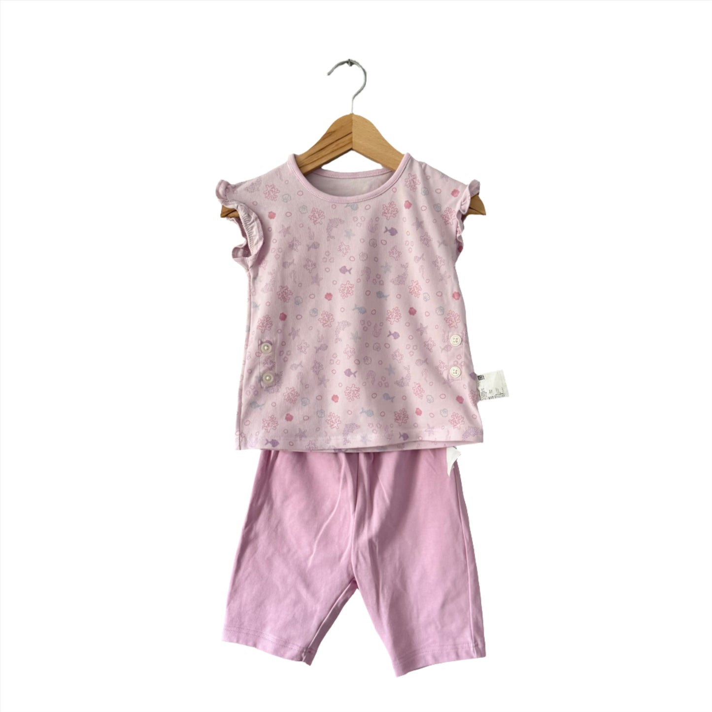 Uniqlo / Pink, sea pattern pajama set / 12M