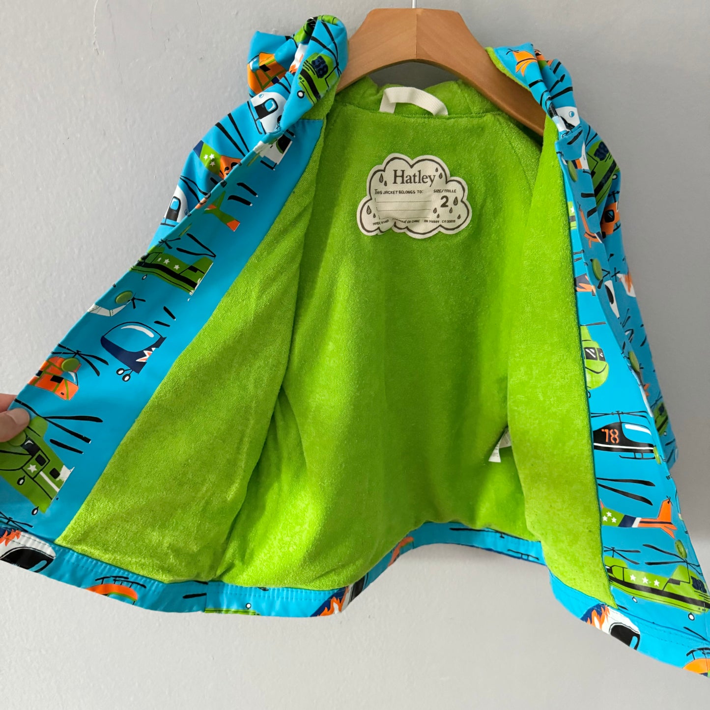 Hatley / Blue x helicopter rain jacket / 2T