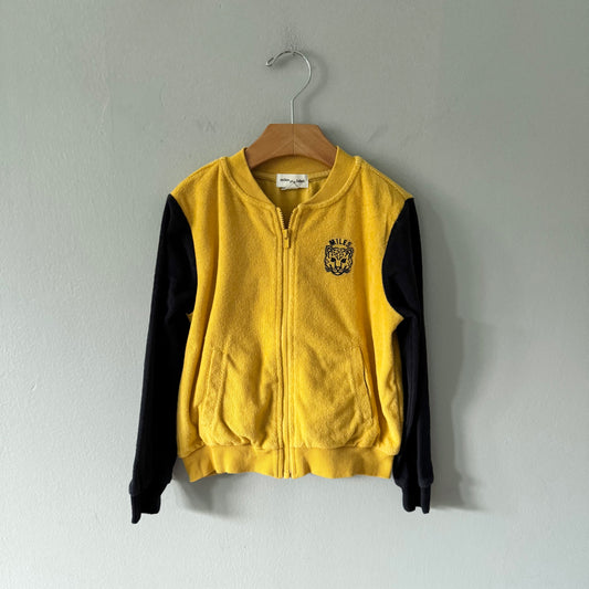 Miles the label / Yellow x black pile zip up / 5Y