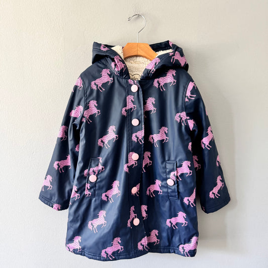 Hatley / Navy x pink unicorn rain jacket / 6Y