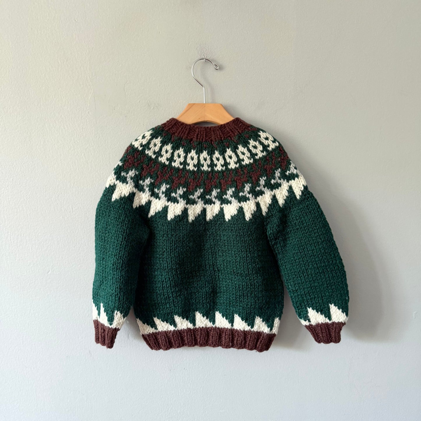 Handmade / Green knit jacket zip up / 5-6Y