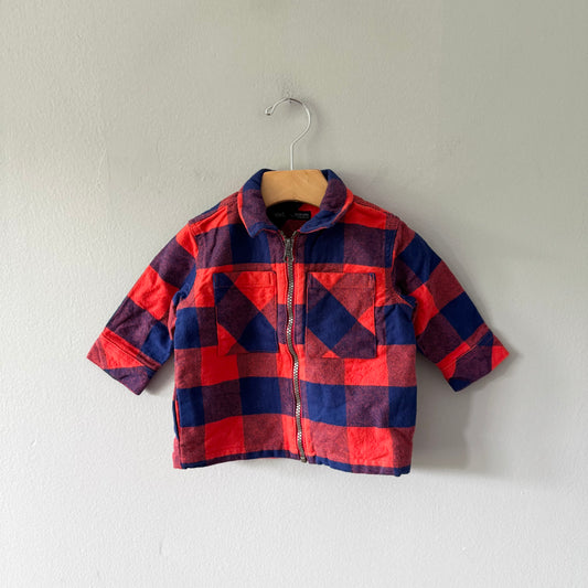 Next / Orange x blue flannel jacket / 6-9M