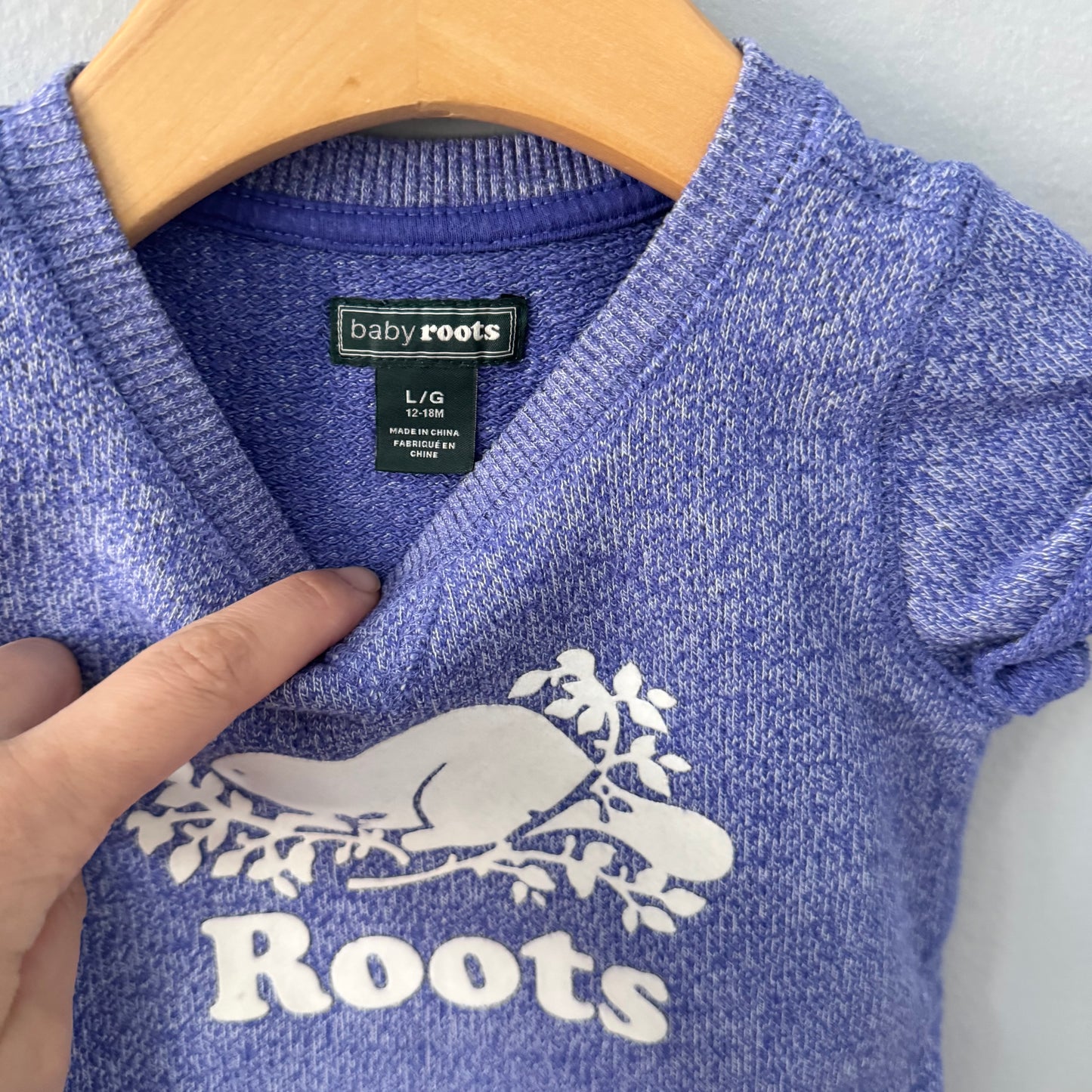 Roots / Purple salt and pepper crew dress / 12-18M