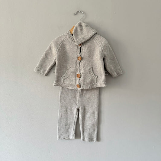 Tots Fifth Avenue / Light grey cotton knit set / 9M