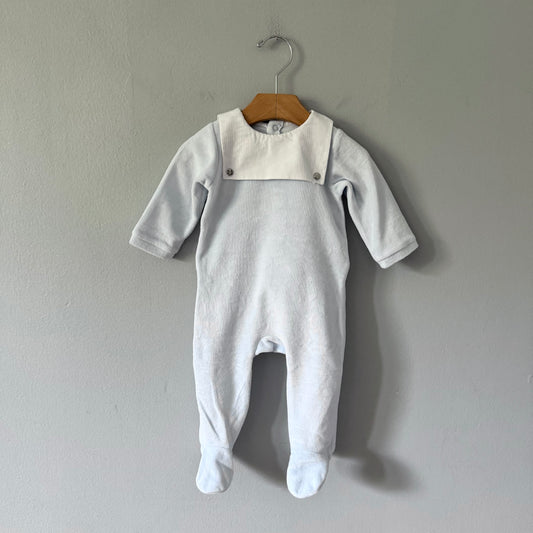 Jacadi / Light blue velour romper / 6M