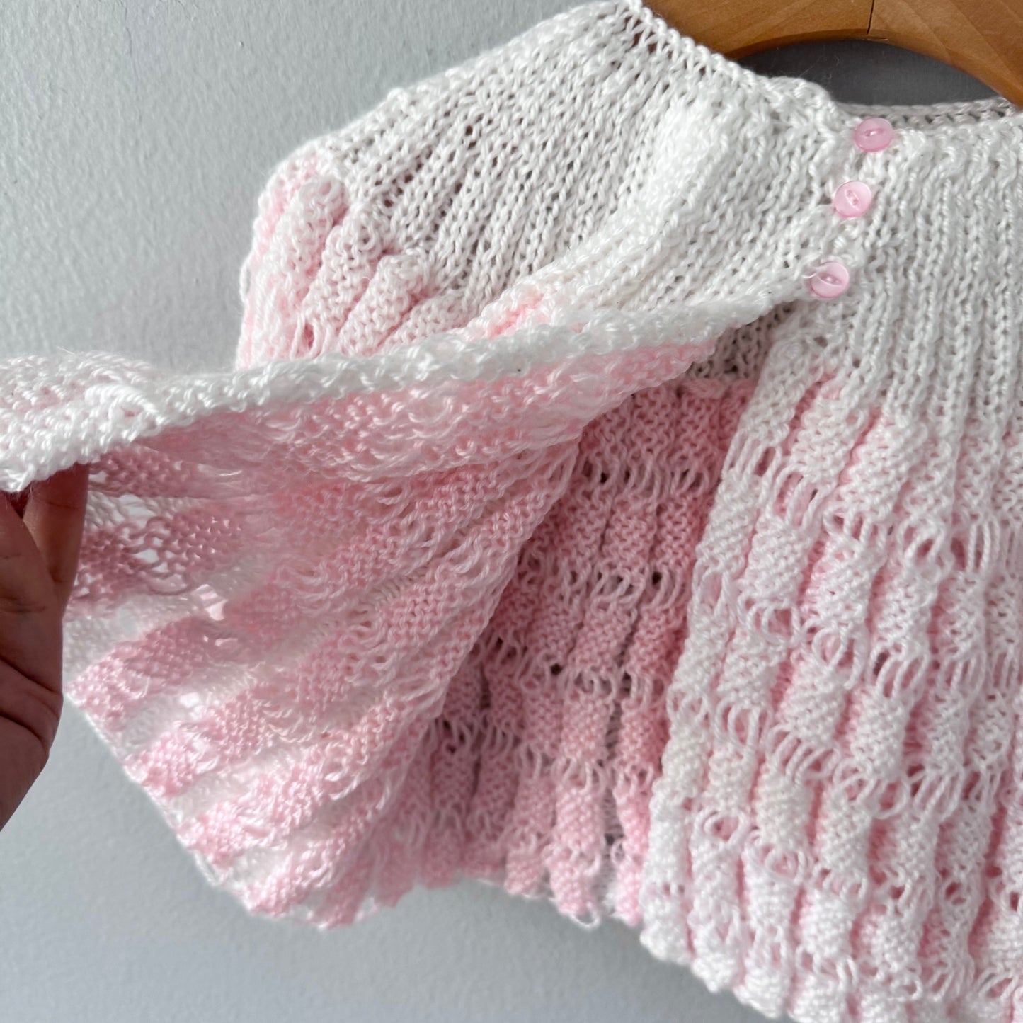 Handmade / Light pink knit cardigan / 12M