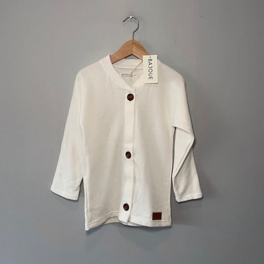 Bajoue / White sweat cardigan / 2-4T - New with tag