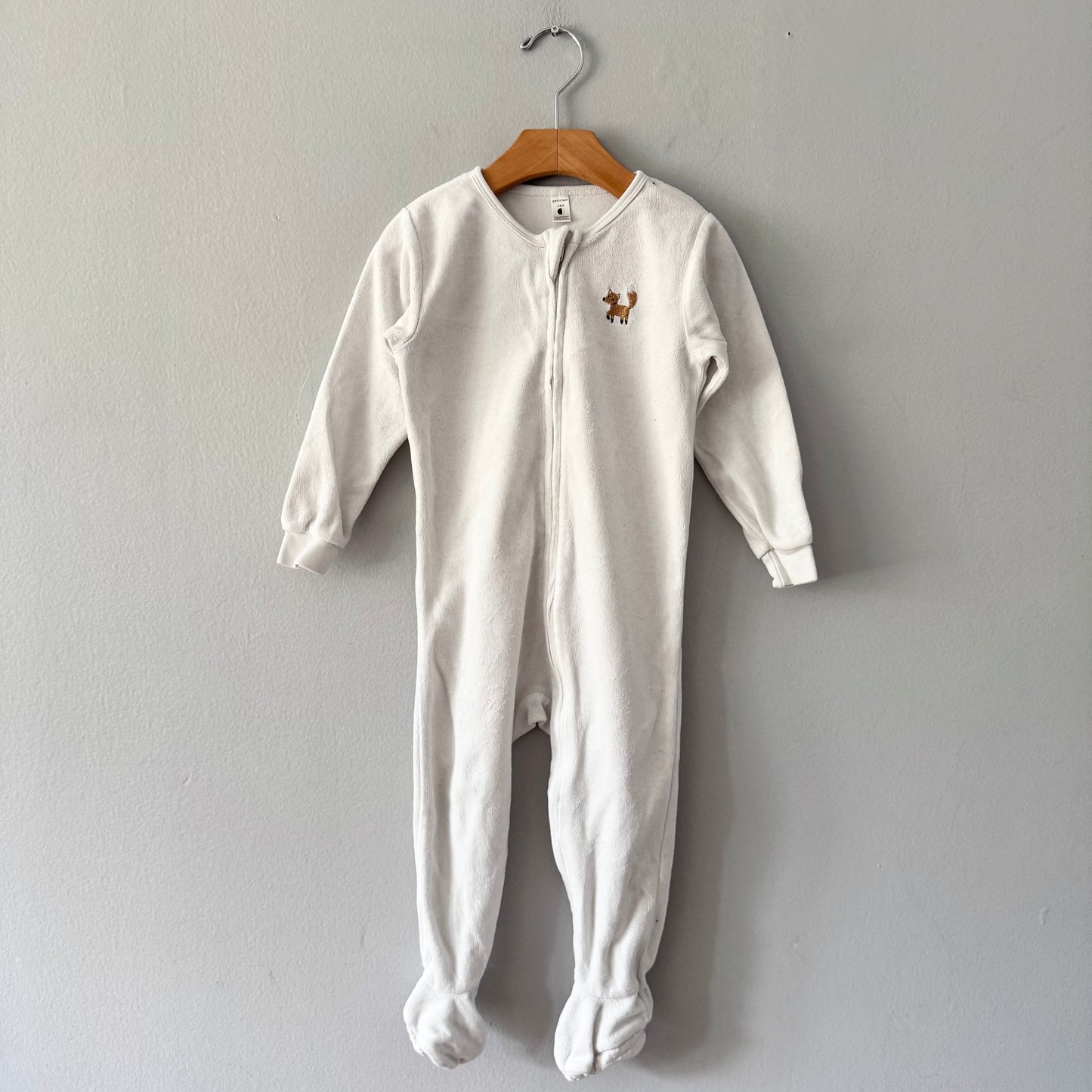 Petit lem / White x fox velour romper / 24M