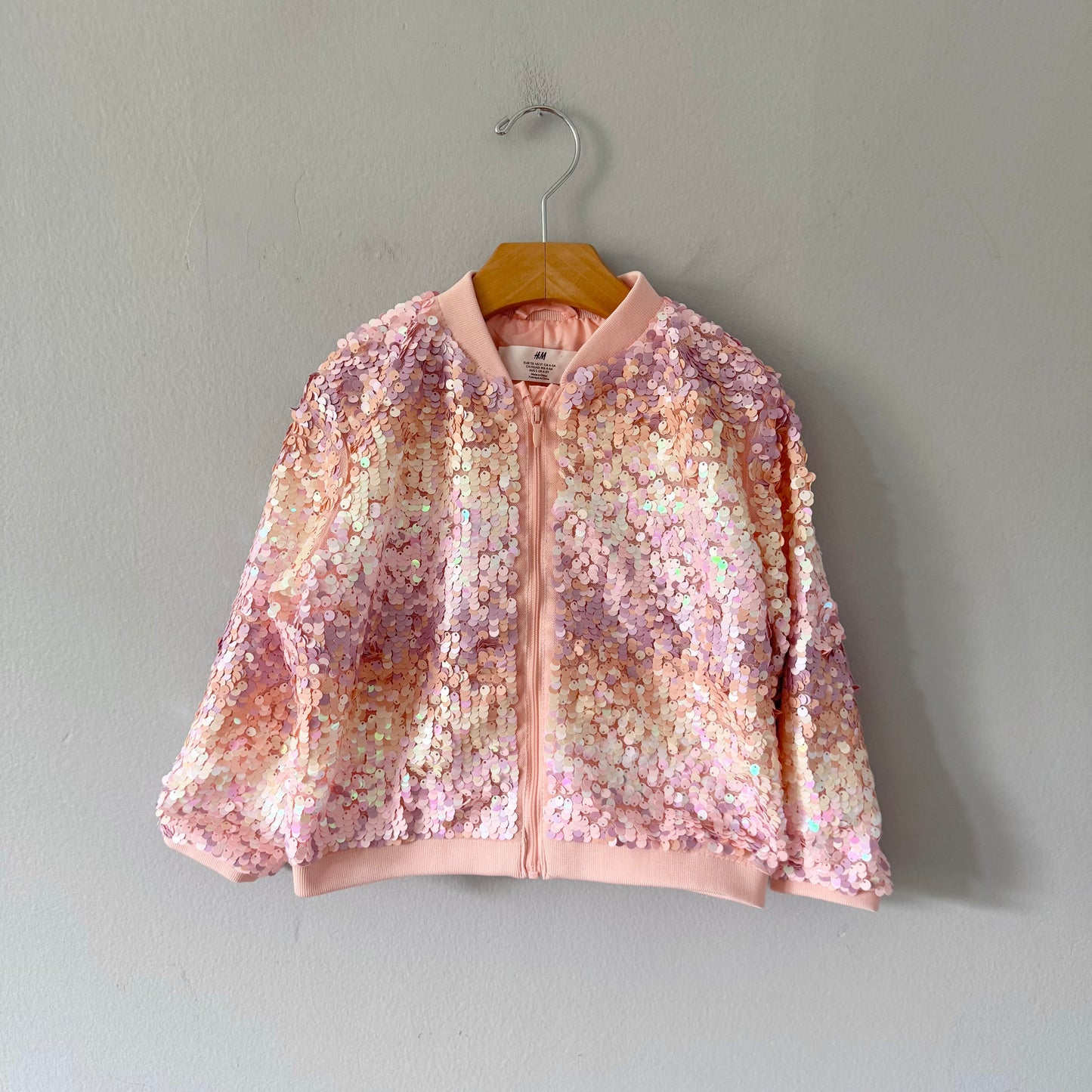 H&M / Pink sequin zip up jacket / 4-5Y