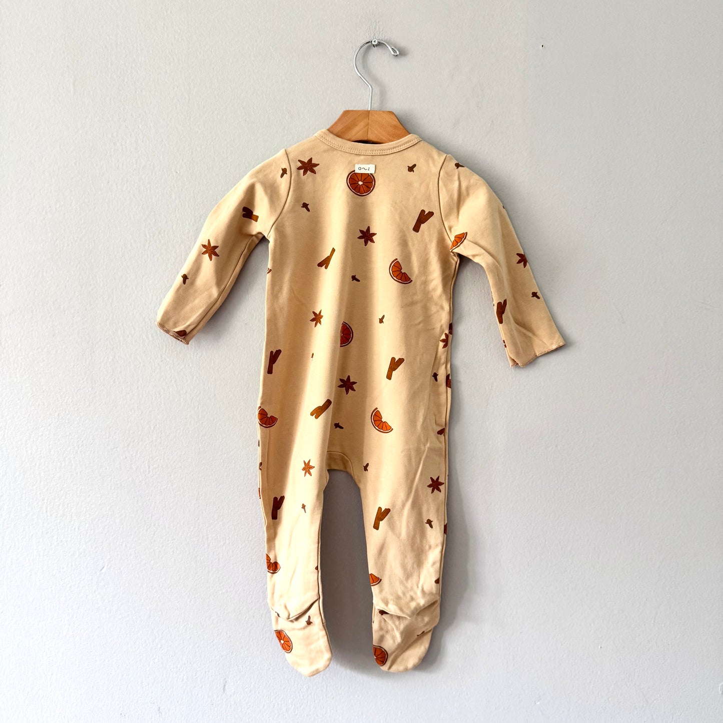 Organic Zoo / Beige x orange romper / 6-12M