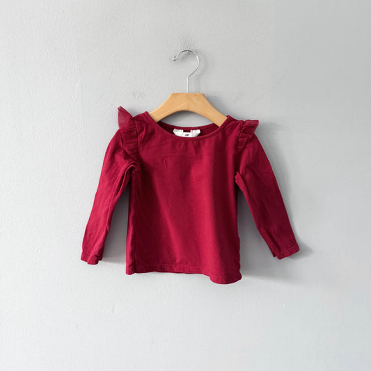H&M / Red ruffle long sleeve / 18-24M