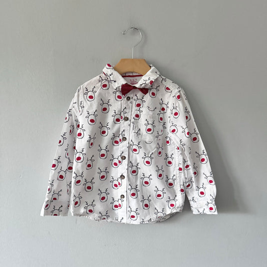 F&F / White x reindeer shirt / 5-6Y