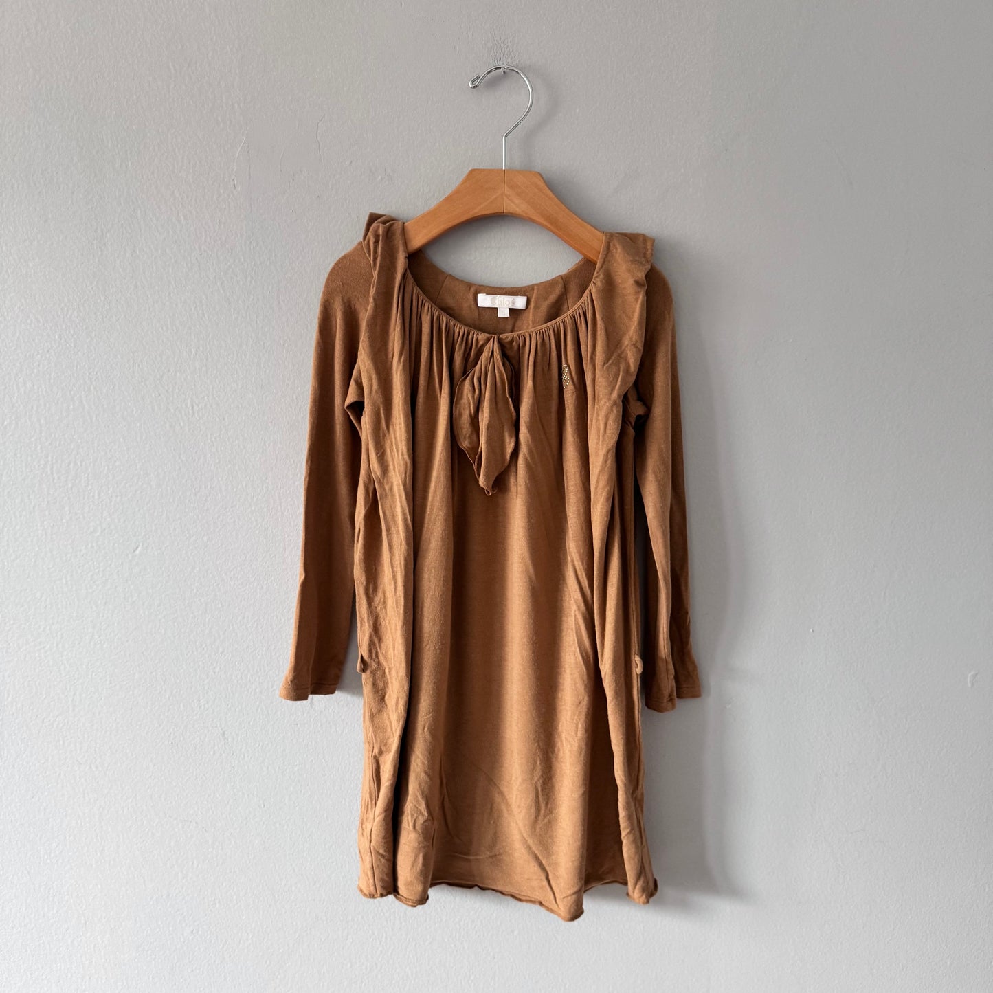 Chloé / Robe en rayonne à manches longues marron / 5 ans