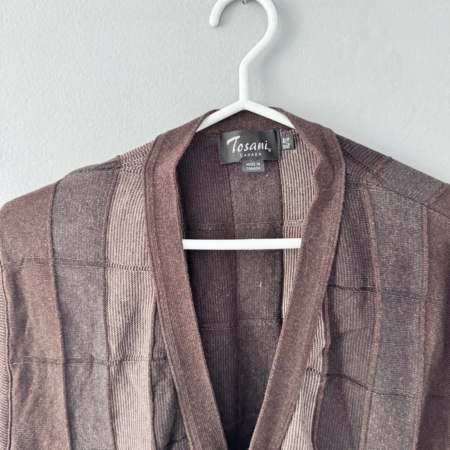 Gilet vintage / Tosani en coton tricoté marron / XL