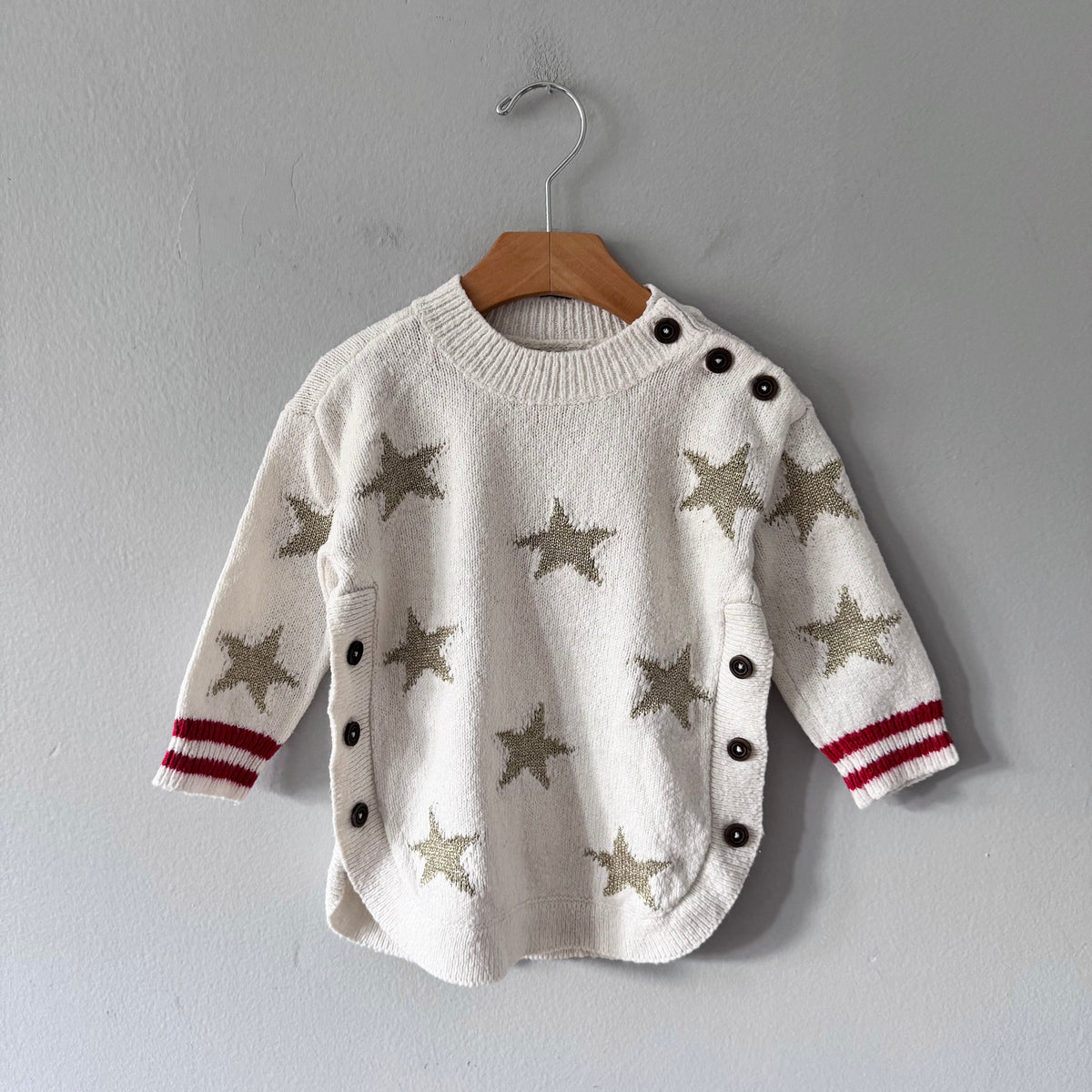 Hatley / White x golden star knit dress / 2Y