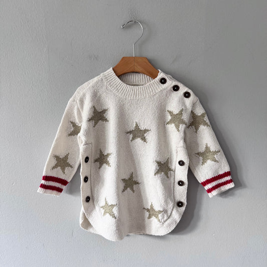 Hatley / White x golden star knit dress / 2Y