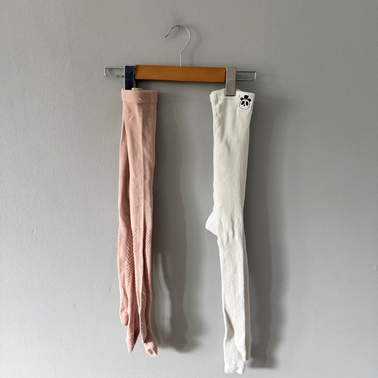 Mini Rodini & No brand / White & pink tights / 1.5-3Y