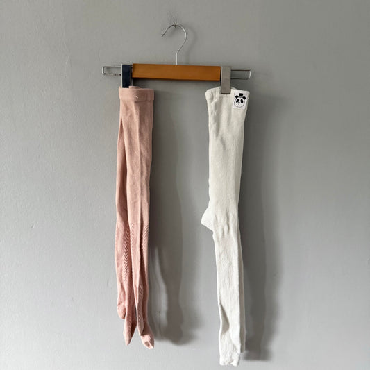Mini Rodini & No brand / White & pink tights / 1.5-3Y