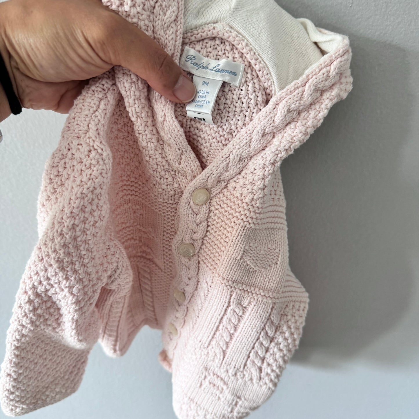 Polo Ralph Lauren / Light pink cable knit jacket / 9M