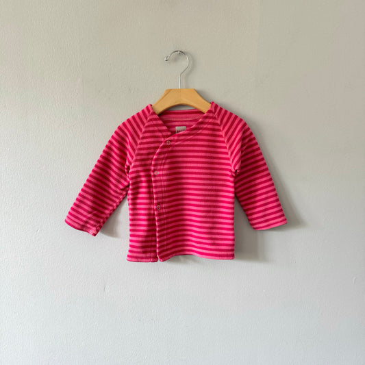 Mec / Fleece cardi - Pink stripe / 18M