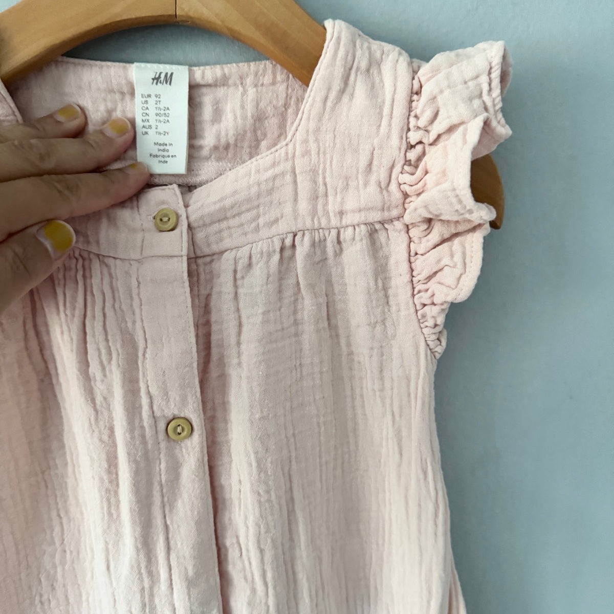 H&M / Light pink muslin tank romper / 18-24M