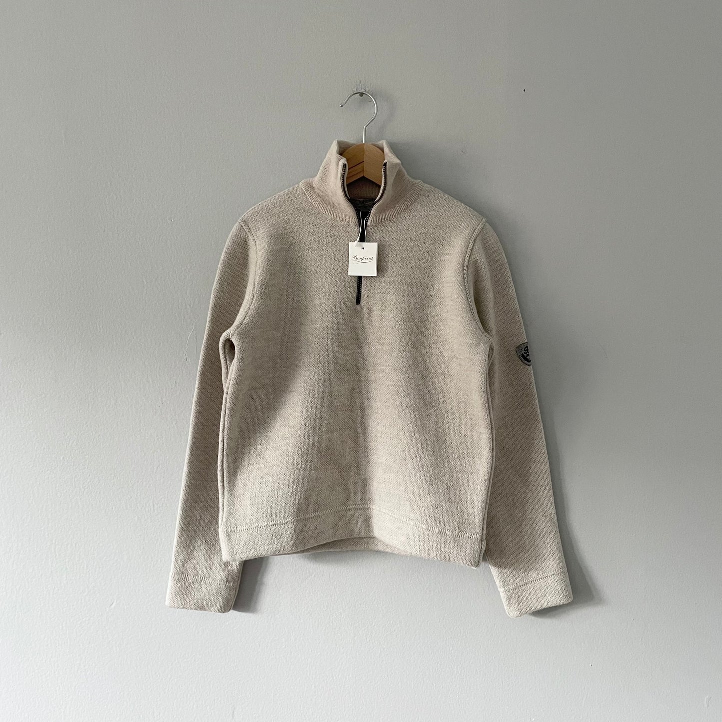 Bonpoint / Light grey half zip knit top / 8Y