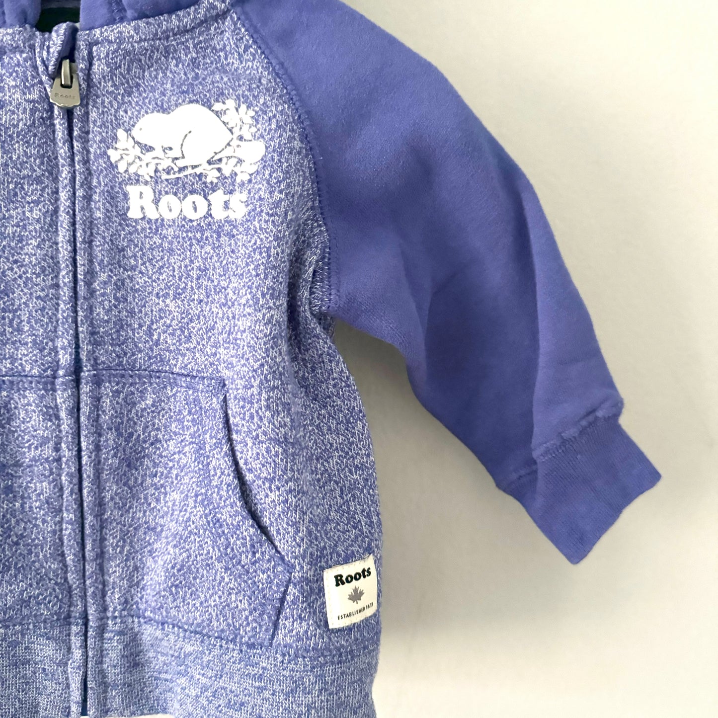 Roots / Purple raglan zip up hoodie / 6-12M