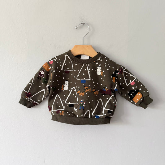 Zara / Dark brown holiday sweatshirt / 6-9M